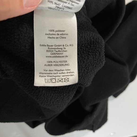 Eddie Bauer Men's Fleece 1/4 Zip Pullover Black Sweater Sz TL Large Tall - Picture 8 of 9